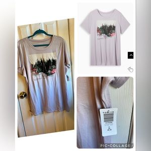 Torrid PEACE IN NATURE EVERYDAY SIGNATURE JERSEY CREW NECK EMBROIDERY TEE